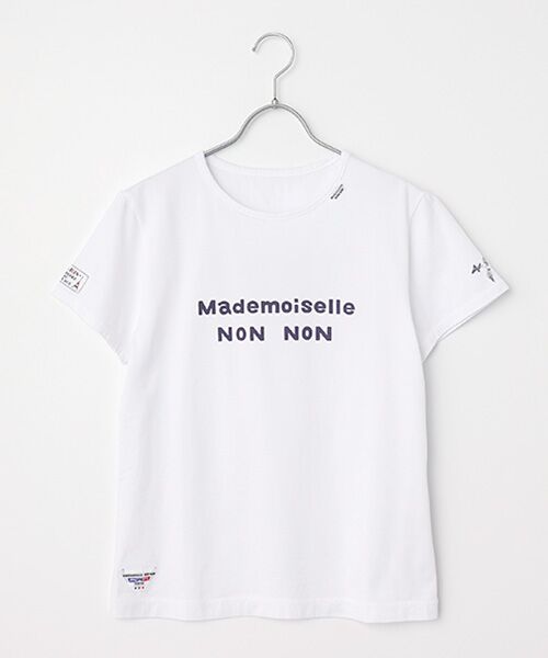 マドモアゼルノンノン　プリントTシャツ グレー 定番】マハバーラ天竺 ロゴプリントTシャツ【8分袖】 （Tシャツ