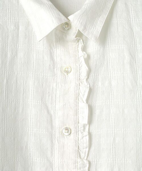 Mademoiselle NON NON / マドモアゼルノンノン シャツ・ブラウス | コットンカラミジャガードチェックワッシャー 長袖ブラウス | 詳細1