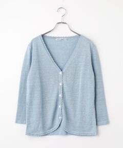 Mademoiselle NON NON / マドモアゼルノンノン カーディガン・ボレロ | ユーロリネン天竺 Vネックカーディガン