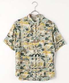 Mademoiselle NON NON / マドモアゼルノンノン シャツ・ブラウス | レーヨンプリント CITY SCAPE柄半袖ブラウス