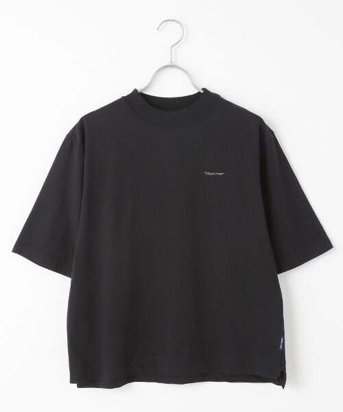 Mademoiselle NON NON/マドモアゼルノンノン サイロプレミアム天竺ムジ&ボーダー ボトルネックTシャツ クロ L Mademoiselle NON NON/マドモアゼルノンノン サイロプレミアム天竺ムジ&ボーダー ボトルネックTシャツ クロ L