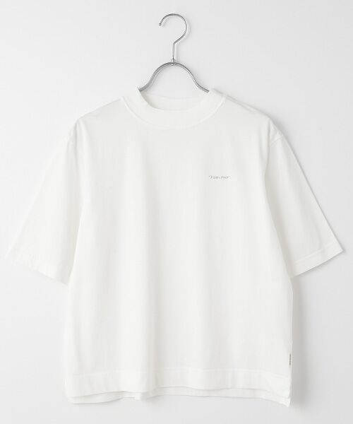 Mademoiselle NON NON/マドモアゼルノンノン サイロプレミアム天竺ムジ&ボーダー ボトルネックTシャツ シロ L Mademoiselle NON NON/マドモアゼルノンノン サイロプレミアム天竺ムジ&ボーダー ボトルネックTシャツ シロ L