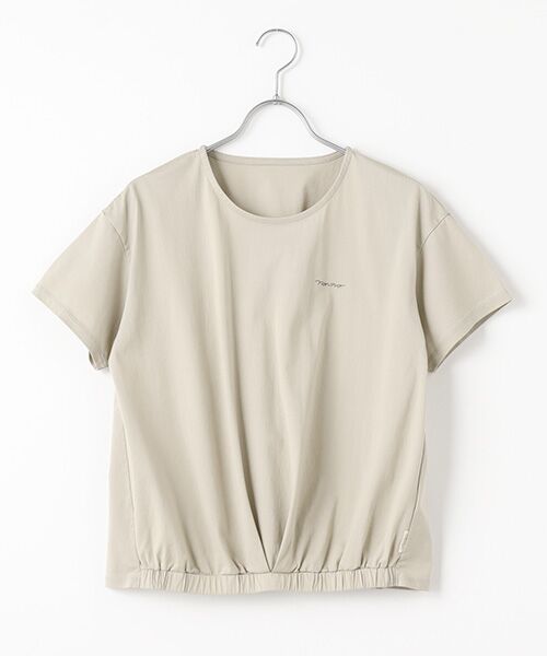 Mademoiselle NON NON/マドモアゼルノンノン ハイゲージライトトリコット デザインTシャツ グレージュ F Mademoiselle NON NON/マドモアゼルノンノン ハイゲージライトトリコット デザインTシャツ グレージュ F
