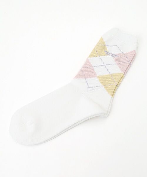Mademoiselle NON NON/マドモアゼルノンノン 綿コーマ アーガイル全面柄ソックス オフ F Mademoiselle NON NON/マドモアゼルノンノン 綿コーマ アーガイル全面柄ソックス オフ F