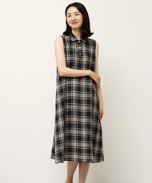 未使用 Mademoiselle NON NON リネンワンピース SALE】リネンシャンブレー 反応＆中白染 ワンピース（WOMEN