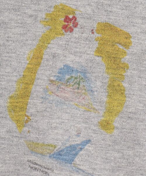 Mademoiselle NON NON / マドモアゼルノンノン Tシャツ | コンパクトヤーン天竺エアロシフォン加工 水彩画Tシャツ【NON NON girl】 | 詳細6