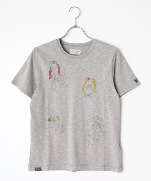 Mademoiselle NON NON / マドモアゼルノンノン Tシャツ | コンパクトヤーン天竺エアロシフォン加工 水彩画Tシャツ【NON NON girl】（ＴＯＰグレー）