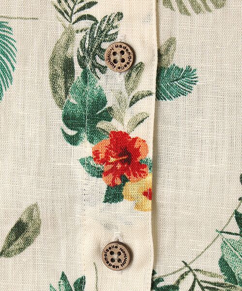 Mademoiselle NON NON / マドモアゼルノンノン シャツ・ブラウス | リネンプリント ボタニカルハーフレイ柄 5分袖シャツ | 詳細1