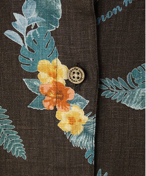 Mademoiselle NON NON / マドモアゼルノンノン シャツ・ブラウス | リネンプリント ボタニカルハーフレイ柄 5分袖シャツ | 詳細4