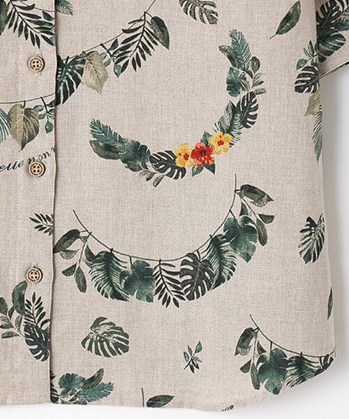Mademoiselle NON NON / マドモアゼルノンノン シャツ・ブラウス | リネンプリント ボタニカルハーフレイ柄 5分袖シャツ | 詳細11