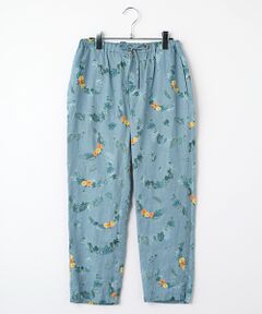 Mademoiselle NON NON / マドモアゼルノンノン ショート・ハーフ・半端丈パンツ | リネンプリント ボタニカルハーフレイ柄8分丈パンツ