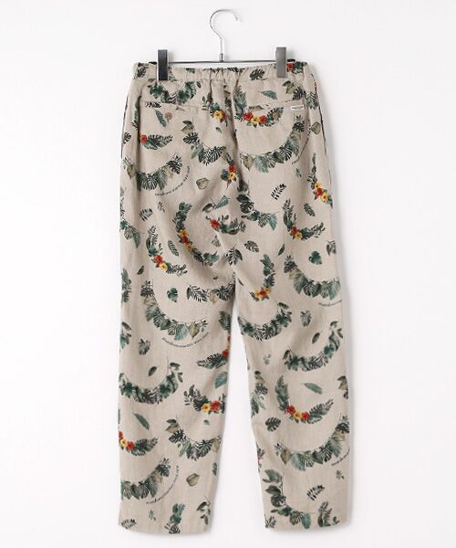 Mademoiselle NON NON / マドモアゼルノンノン ショート・ハーフ・半端丈パンツ | リネンプリント ボタニカルハーフレイ柄8分丈パンツ | 詳細1