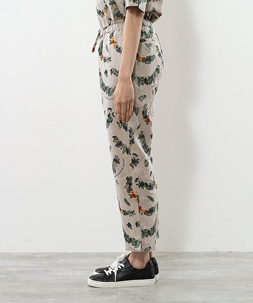 Mademoiselle NON NON / マドモアゼルノンノン ショート・ハーフ・半端丈パンツ | リネンプリント ボタニカルハーフレイ柄8分丈パンツ | 詳細8