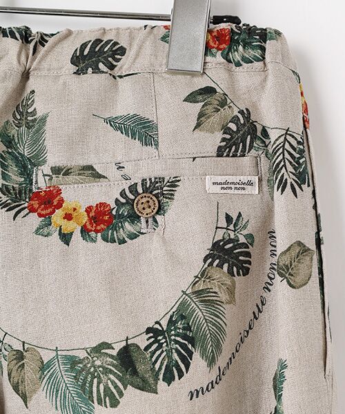 Mademoiselle NON NON / マドモアゼルノンノン ショート・ハーフ・半端丈パンツ | リネンプリント ボタニカルハーフレイ柄8分丈パンツ | 詳細4