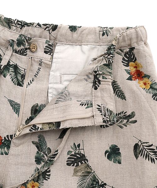 Mademoiselle NON NON / マドモアゼルノンノン ショート・ハーフ・半端丈パンツ | リネンプリント ボタニカルハーフレイ柄8分丈パンツ | 詳細5