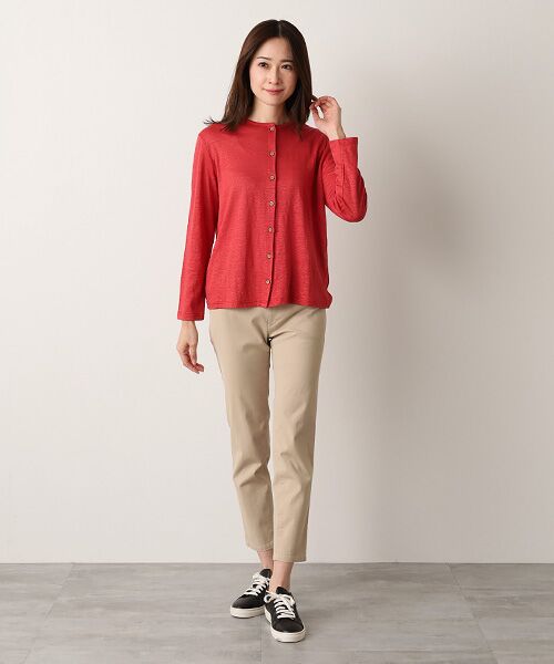 Mademoiselle NON NON / マドモアゼルノンノン カーディガン・ボレロ | ウォッシャブルリネン天竺 クルーネックカーディガン | 詳細4