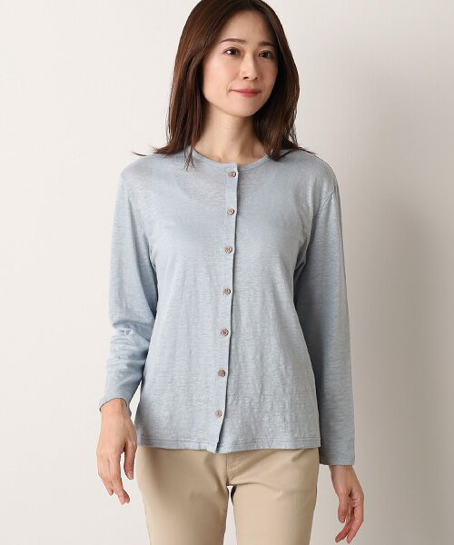 Mademoiselle NON NON / マドモアゼルノンノン カーディガン・ボレロ | ウォッシャブルリネン天竺 クルーネックカーディガン | 詳細14