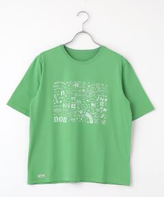 Mademoiselle NON NON / マドモアゼルノンノン Tシャツ | コンパクトヤーンエアロシフォン加工 5分袖プリントTシャツ