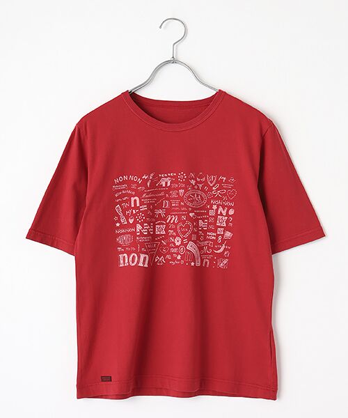 コンパクトヤーンエアロシフォン加工 5分袖プリントTシャツ （T