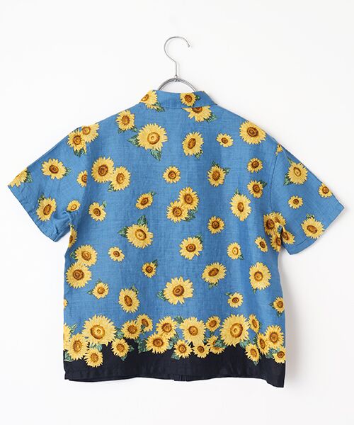 リネンプリント SUNFLOWER柄半袖シャツ （シャツ・ブラウス