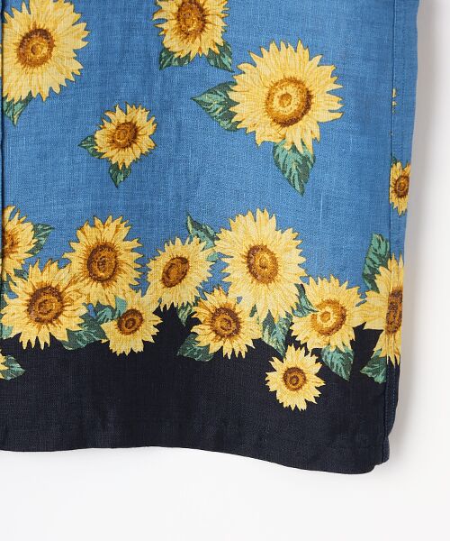 リネンプリント SUNFLOWER柄半袖シャツ （シャツ・ブラウス