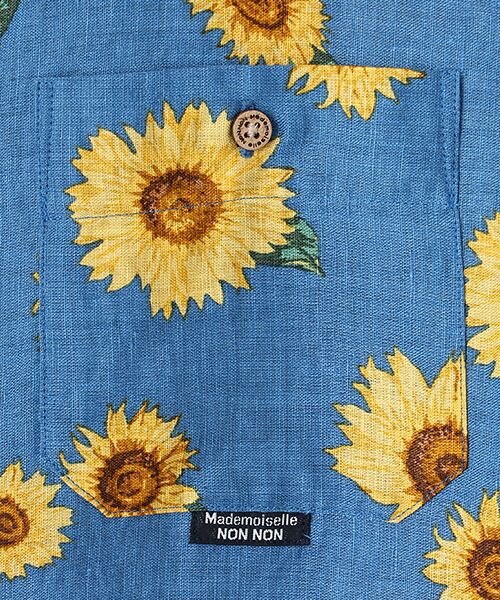 美品 マドモアゼルノンノン 半袖シャツ リネン 柄シャツ くま ダイビング 美品 マドモアゼルノンノン 半袖シャツ リネン 柄シャツ くま