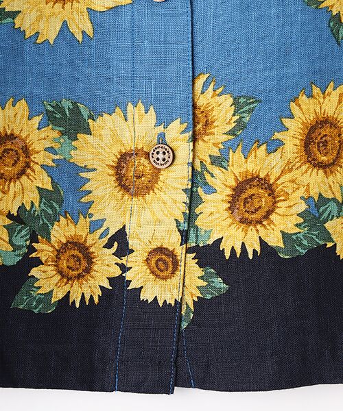 リネンプリント SUNFLOWER柄半袖シャツ （シャツ・ブラウス