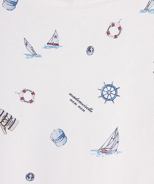 Mademoiselle NON NON / マドモアゼルノンノン タンクトップ | コンパクトヤーンエアロシフォン加工 マリン柄タンクトップ | 詳細1