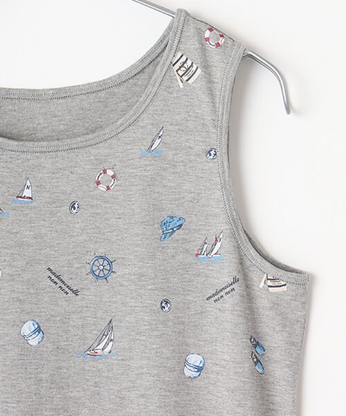 Mademoiselle NON NON / マドモアゼルノンノン タンクトップ | コンパクトヤーンエアロシフォン加工 マリン柄タンクトップ | 詳細3