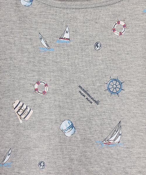 Mademoiselle NON NON / マドモアゼルノンノン タンクトップ | コンパクトヤーンエアロシフォン加工 マリン柄タンクトップ | 詳細5