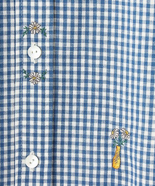 Mademoiselle NON NON / マドモアゼルノンノン ロング・マキシ丈ワンピース | セルビッチダンガリー 刺繍入りシャツワンピース | 詳細2