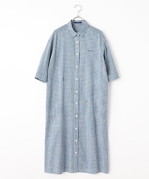 Mademoiselle NONNON ワンピース、シャツ　美品 オーガニックコットンセルビッチツイル ダンガリーシャツ