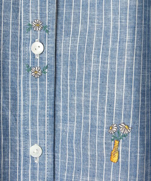 セルビッチダンガリー 刺繍入りシャツワンピース （ロング