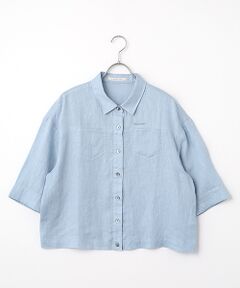 Mademoiselle NON NON / マドモアゼルノンノン シャツ・ブラウス | ユーロリネン平織 クロップドオーバーシャツ