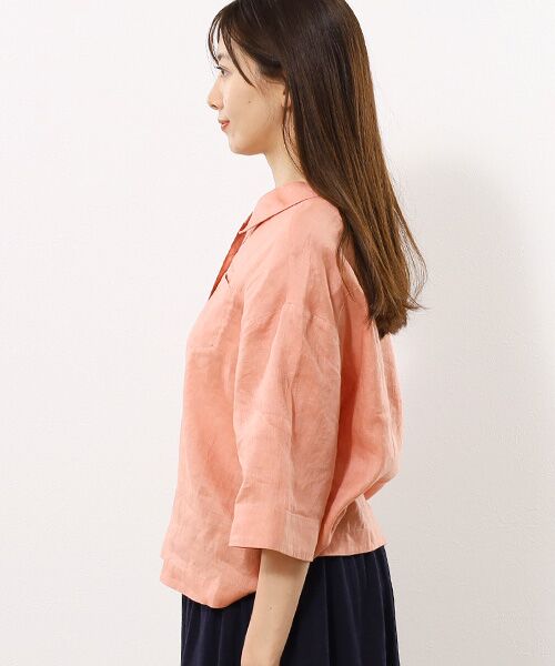 Mademoiselle NON NON / マドモアゼルノンノン シャツ・ブラウス | ユーロリネン平織 クロップドオーバーシャツ | 詳細4