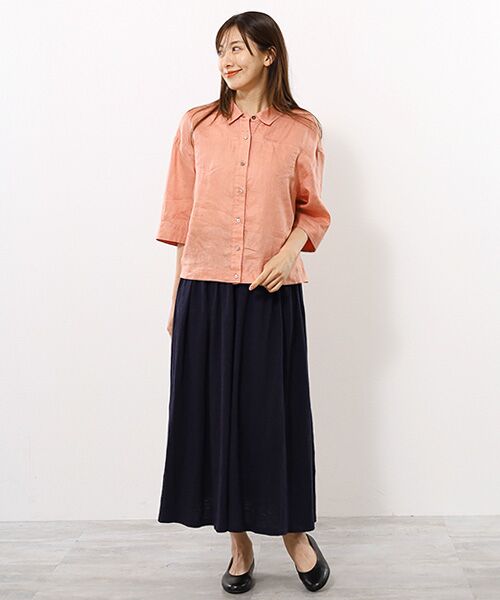 ユーロリネン平織 クロップドオーバーシャツ （シャツ・ブラウス