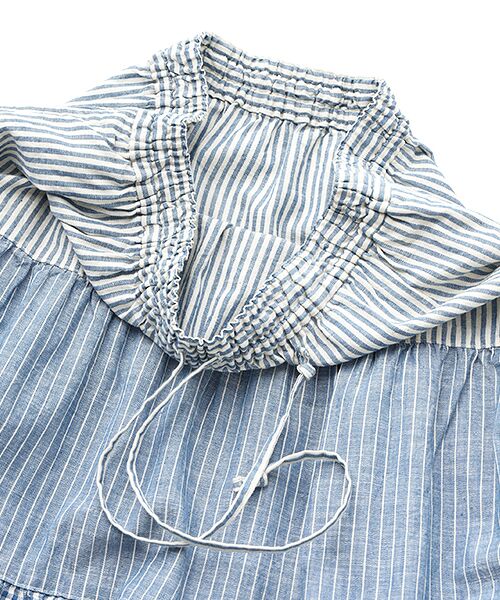 Mademoiselle NON NON / マドモアゼルノンノン ロング・マキシ丈スカート | セルビッチダンガリー ロングクレイジーパターンティアードスカート | 詳細4