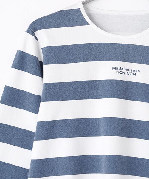 Mademoiselle NON NON / マドモアゼルノンノン Tシャツ | 【定番】ヴィンテージボーダープリント天竺 8分袖Tシャツ | 詳細11
