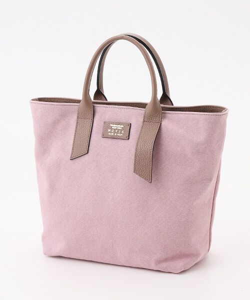 Mademoiselle NON NON / マドモアゼルノンノン トートバッグ | ＜NOVIA＞コットン×レザートートバッグ（ピンク×チャ）