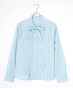 Mademoiselle NON NON / マドモアゼルノンノン シャツ・ブラウス | フェザーブロード液アン＋椿オイル加工 ボータイ長袖ブラウス