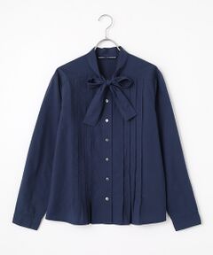 Mademoiselle NON NON / マドモアゼルノンノン シャツ・ブラウス | フェザーブロード液アン＋椿オイル加工 ボータイ長袖ブラウス