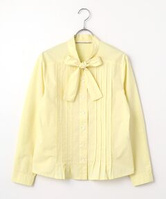 Mademoiselle NON NON / マドモアゼルノンノン シャツ・ブラウス | フェザーブロード液アン＋椿オイル加工 ボータイ長袖ブラウス