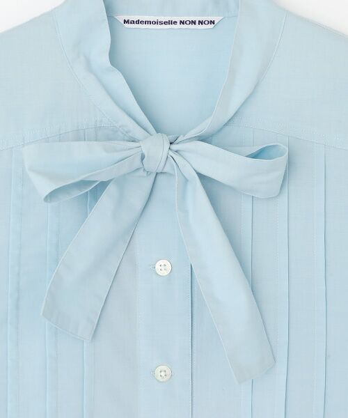 Mademoiselle NON NON / マドモアゼルノンノン シャツ・ブラウス | フェザーブロード液アン＋椿オイル加工 ボータイ長袖ブラウス | 詳細1