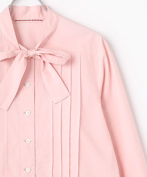 Mademoiselle NON NON / マドモアゼルノンノン シャツ・ブラウス | フェザーブロード液アン＋椿オイル加工 ボータイ長袖ブラウス | 詳細3