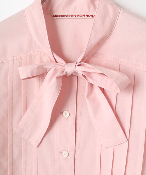 Mademoiselle NON NON / マドモアゼルノンノン シャツ・ブラウス | フェザーブロード液アン＋椿オイル加工 ボータイ長袖ブラウス | 詳細5
