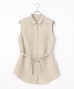 Mademoiselle NON NON / マドモアゼルノンノン シャツ・ブラウス | リネンシャンブレー ノースリーブブラウス