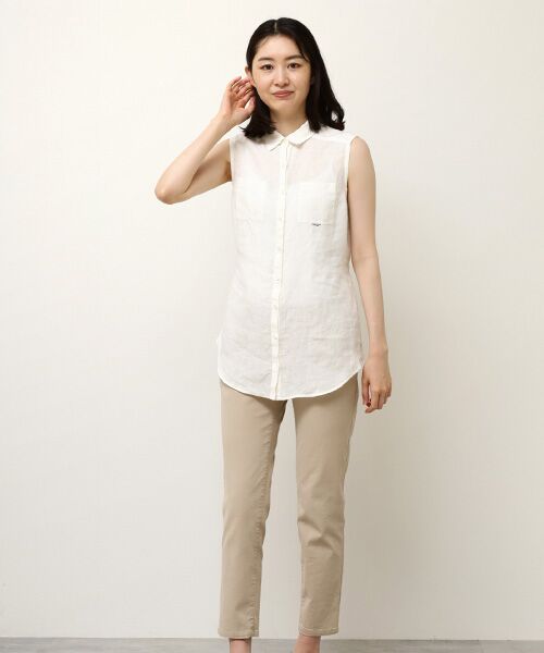 Mademoiselle NON NON / マドモアゼルノンノン シャツ・ブラウス | リネンシャンブレー ノースリーブブラウス | 詳細3
