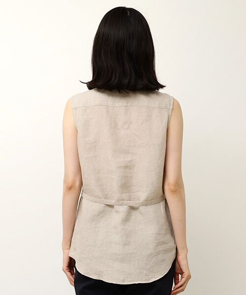 Mademoiselle NON NON / マドモアゼルノンノン シャツ・ブラウス | リネンシャンブレー ノースリーブブラウス | 詳細13
