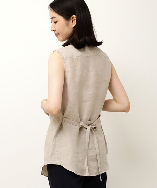 Mademoiselle NON NON / マドモアゼルノンノン シャツ・ブラウス | リネンシャンブレー ノースリーブブラウス | 詳細14