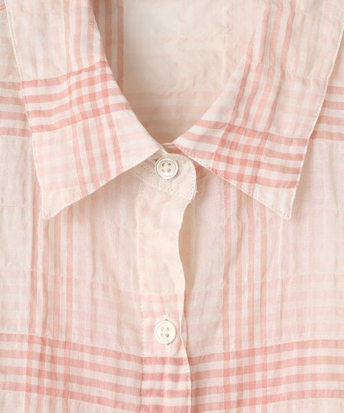 Mademoiselle NON NON / マドモアゼルノンノン シャツ・ブラウス | シャーリングソフトワッシャー チェック柄5分袖ブラウス | 詳細1